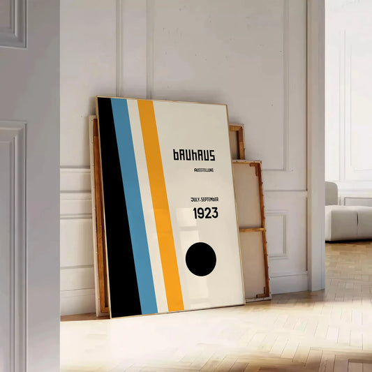 space vintage Bauhaus poster stunning gray white tones wall art thoughtful gift artwork classic appeal various print sizes A4 cm A0