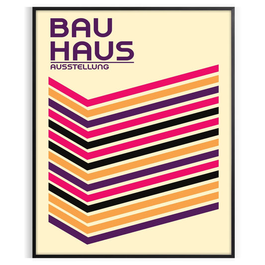 space stunning Bauhaus poster design bold geometric shapes vibrant colors art unique artwork perfect gift modern flair room sizes A4 cm A0