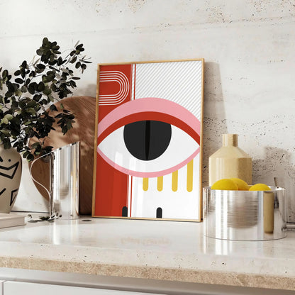 space stunning Bauhaus art print vibrant red yellow hues essence iconic movement sophisticated wall gift captivating poster available framed