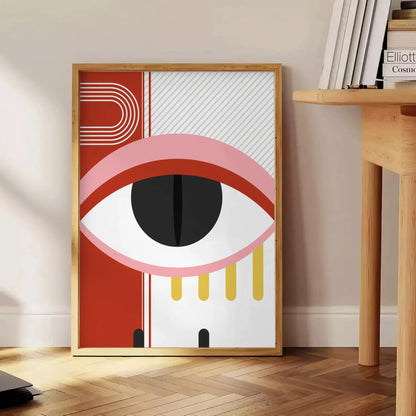 space stunning Bauhaus art print vibrant red yellow hues essence iconic movement sophisticated wall gift captivating poster available framed